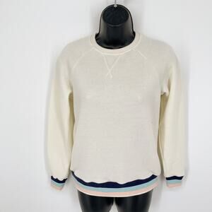 Marine Layer NEW Womens Fleece Sweatshirt *SPOTS* Sz XS Cream Stripe Accent Soft